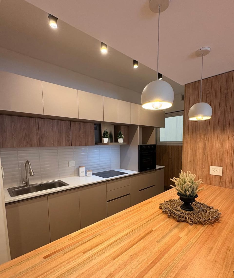 Kitchen or kitchenette, stove