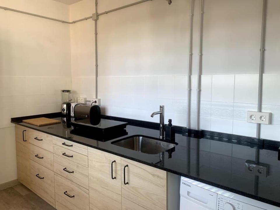 Kitchen or kitchenette, stove