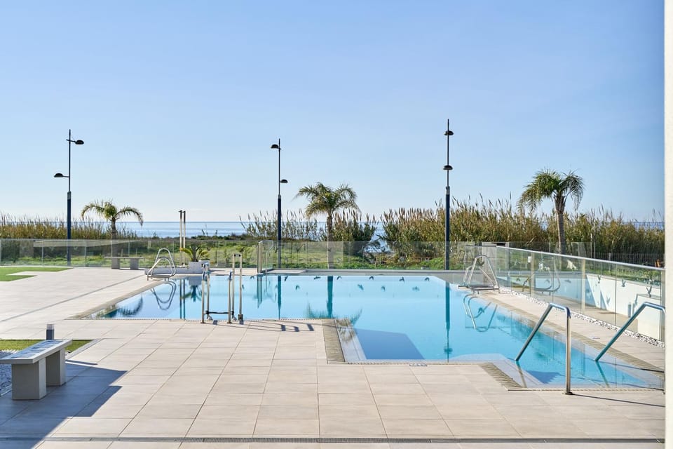 Property building, Living room, Swimming pool