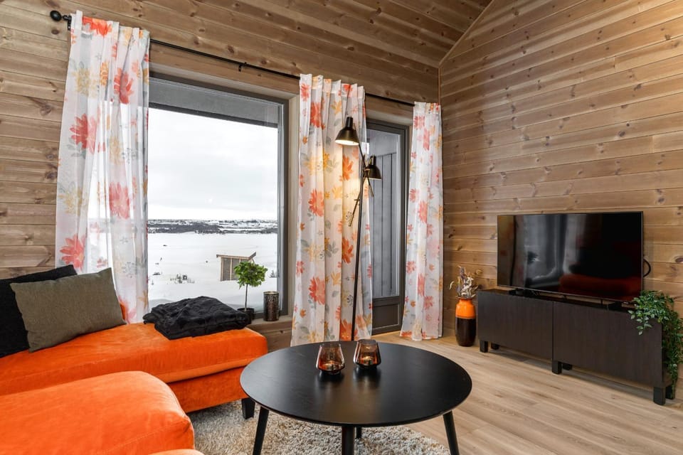 Natural landscape, TV and multimedia, Living room, Seating area, Lake view