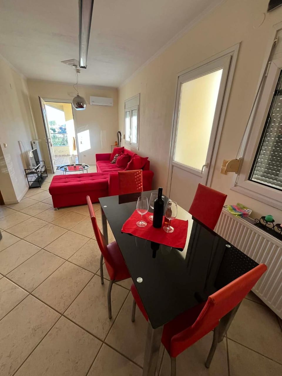 Photo of the whole room, Seating area, Dining area