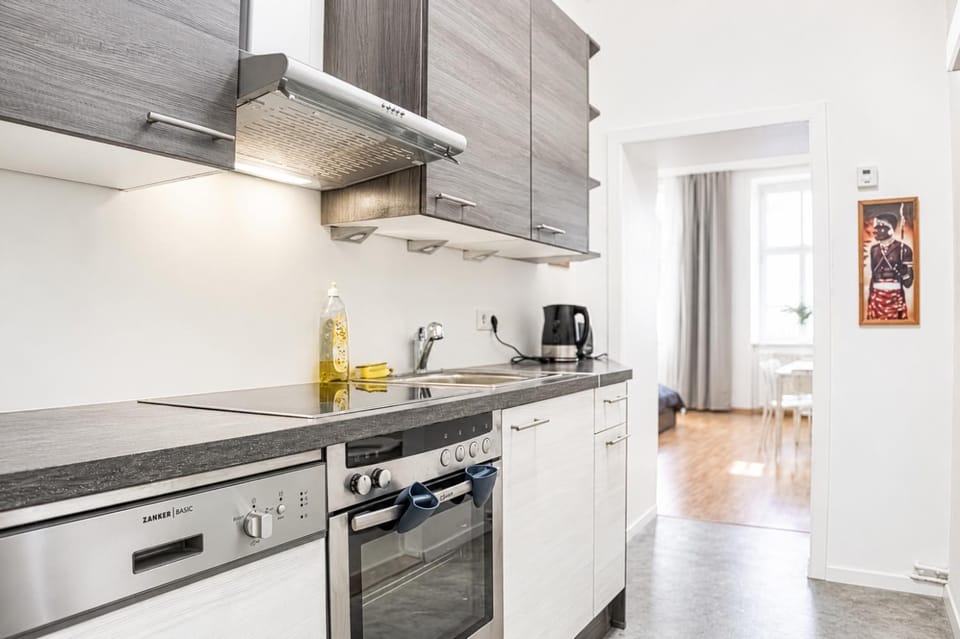 Kitchen or kitchenette, dishwasher, oven, stove, toaster