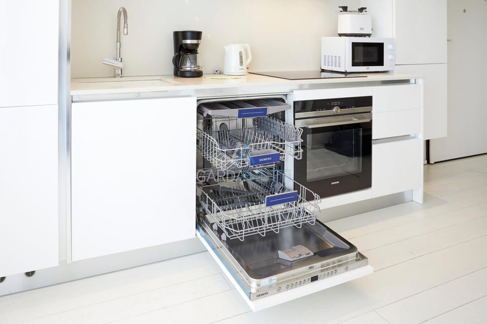 Kitchen or kitchenette, dishwasher, oven