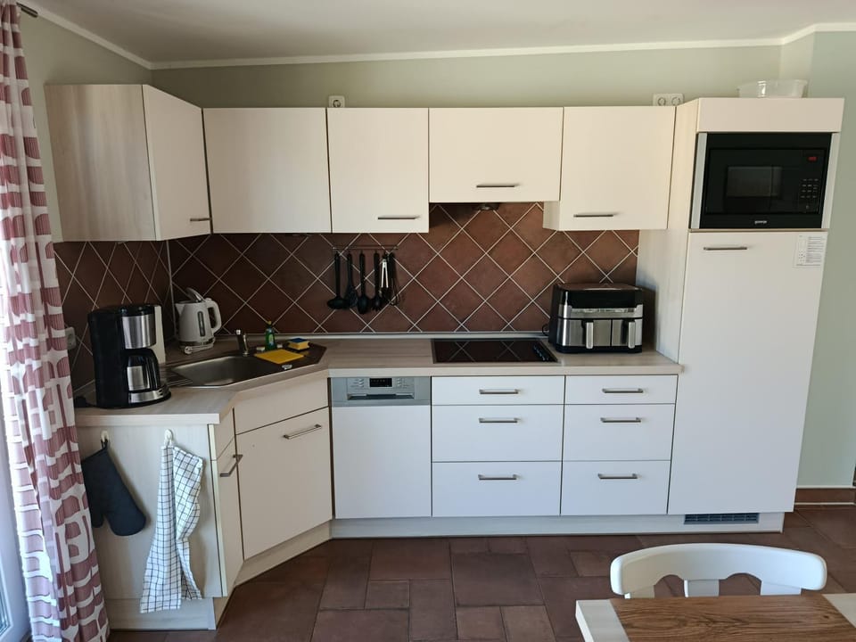 Kitchen or kitchenette, dishwasher, stove