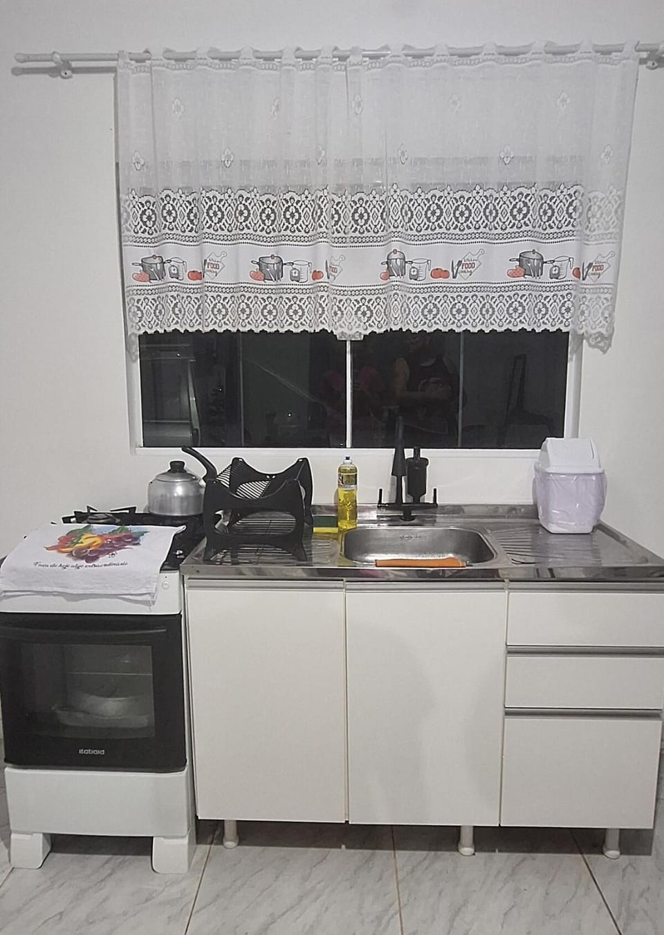 Kitchen or kitchenette, stove