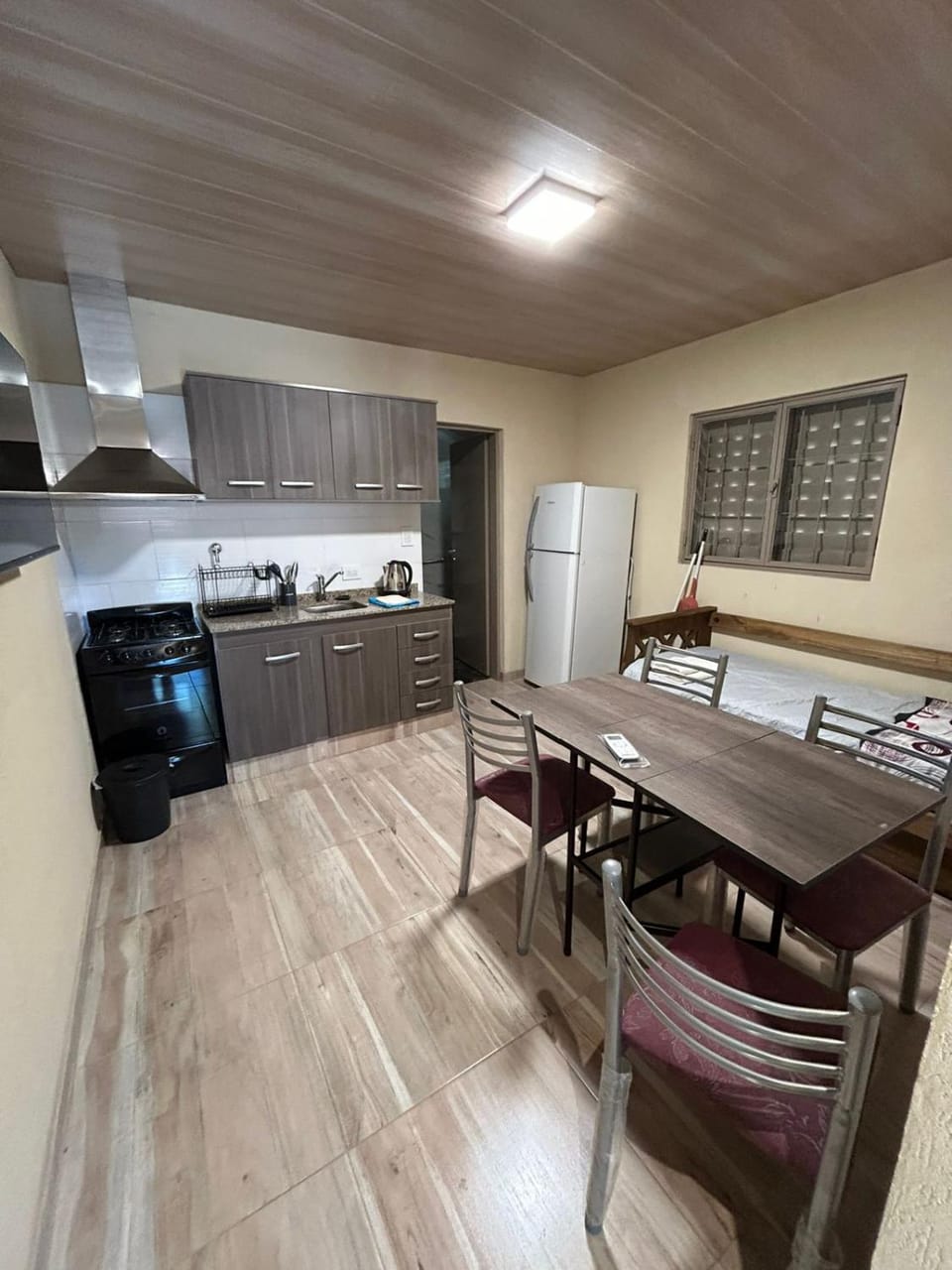 Kitchen or kitchenette, stove