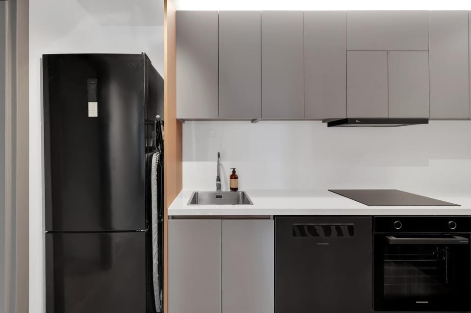 Kitchen or kitchenette, oven, stove
