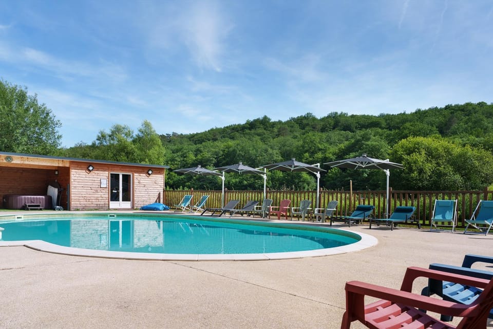 Property building, Living room, Swimming pool