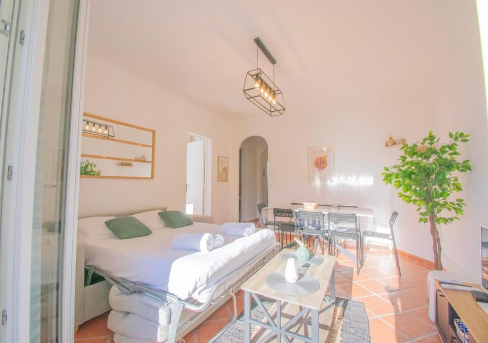 Bed, Living room, Photo of the whole room, Seating area, Dining area, Bedroom, fireplace, air conditioner