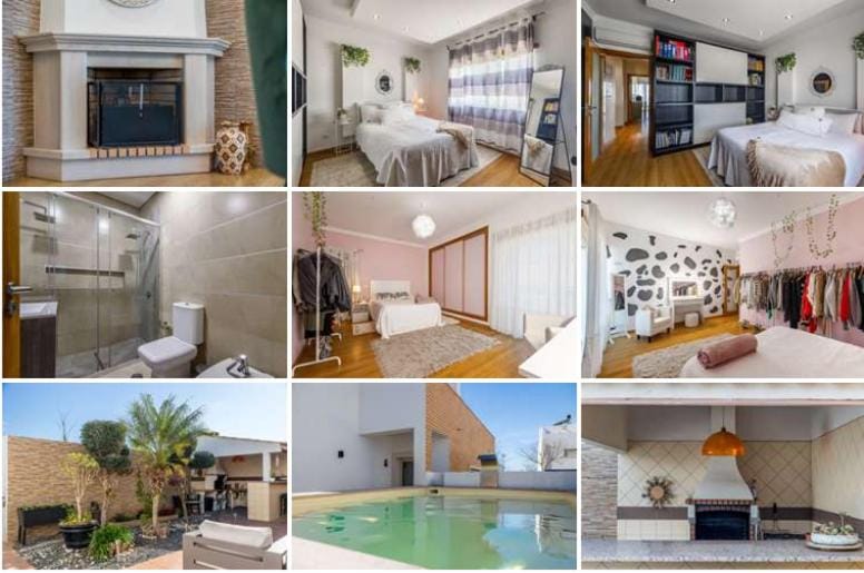 Property building, Bed, Garden, Balcony/Terrace, Photo of the whole room, Bedroom, Pool view, Swimming pool, fireplace