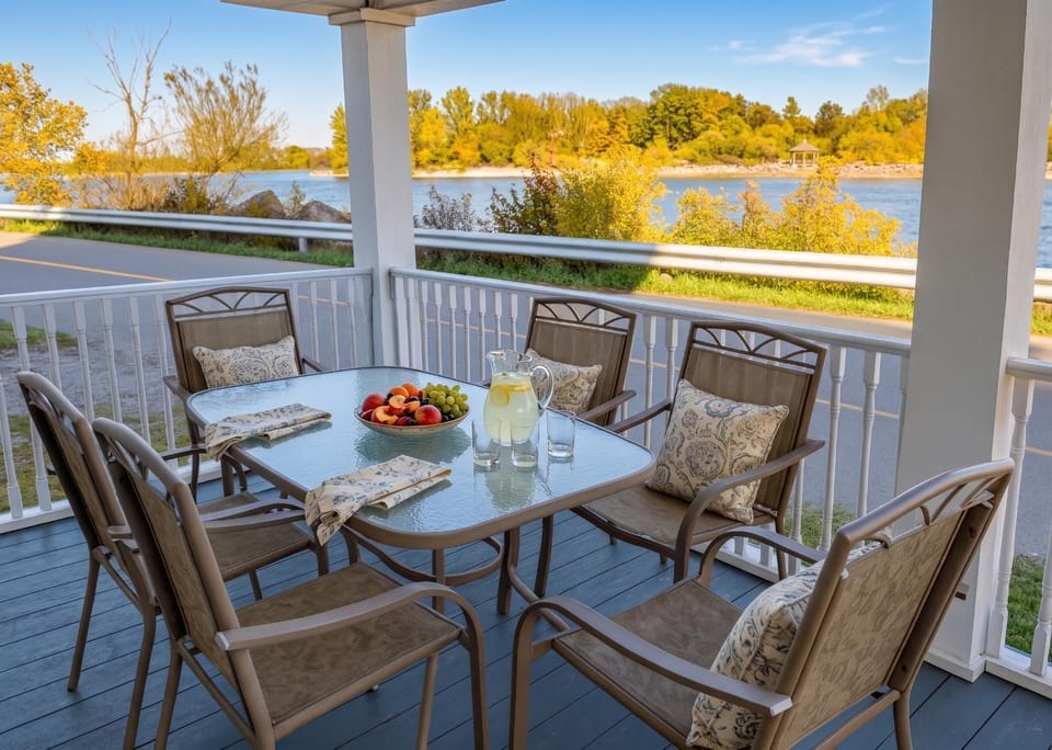 Patio, Day, View (from property/room), Living room, Food and drinks, Seating area, Food