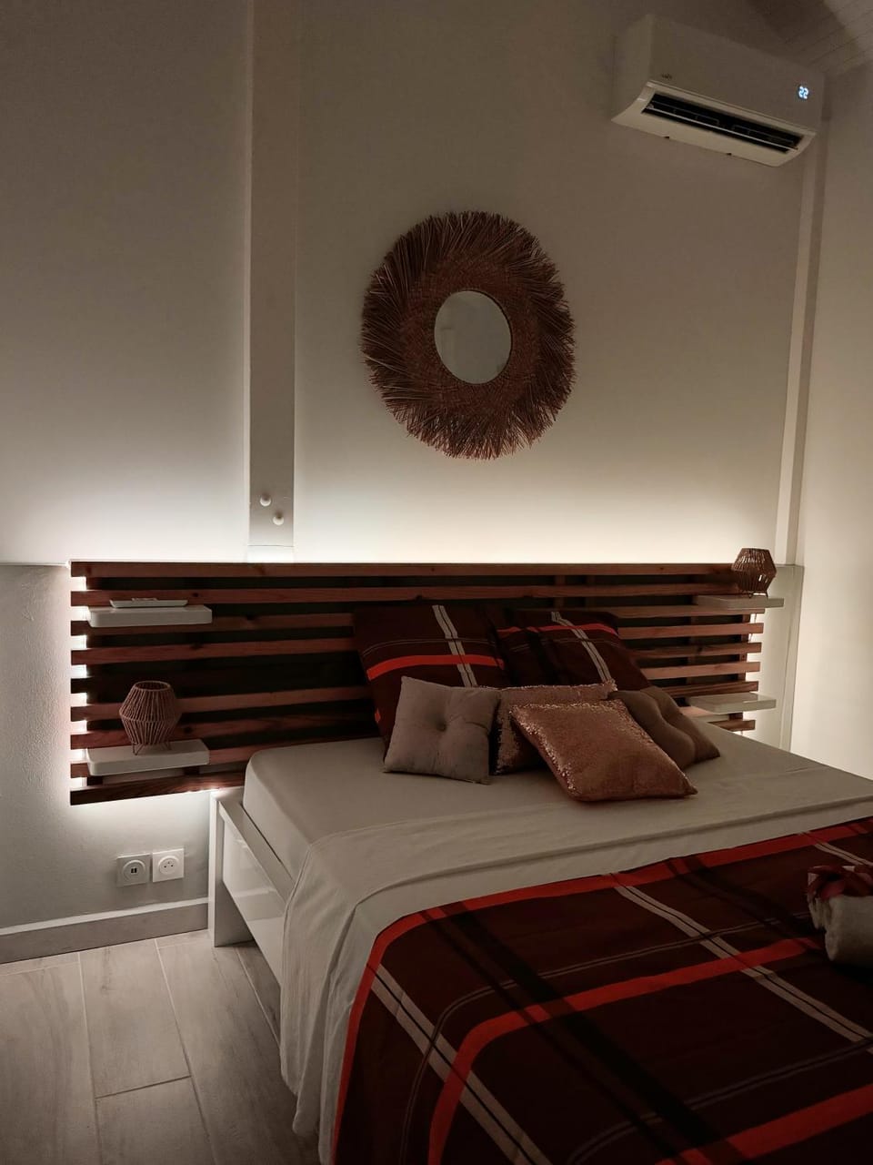 Bed, air conditioner