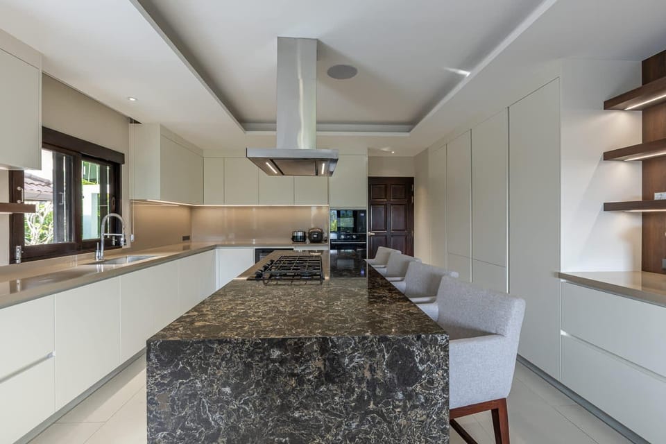 Kitchen or kitchenette, stove
