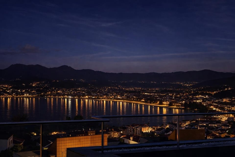 Nearby landmark, Night, Natural landscape, City view, Sea view