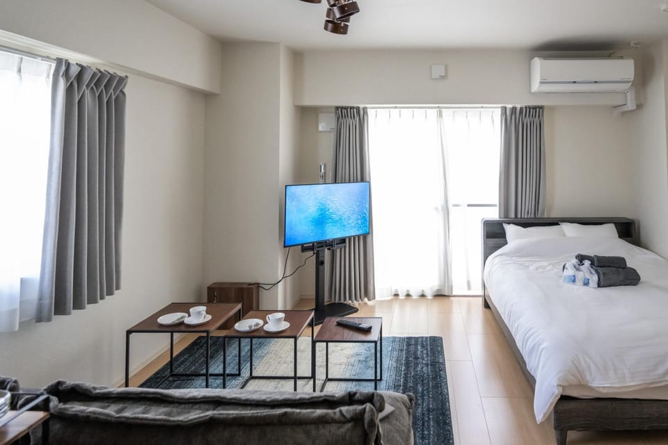 Bed, TV and multimedia, Living room, Photo of the whole room, Bedroom, air conditioner