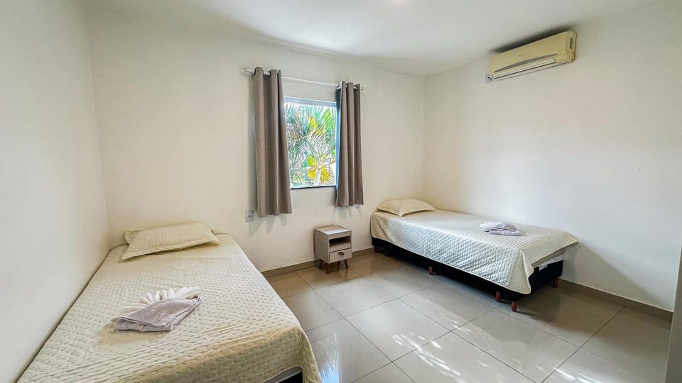 Bed, Photo of the whole room, Bedroom, towels, air conditioner
