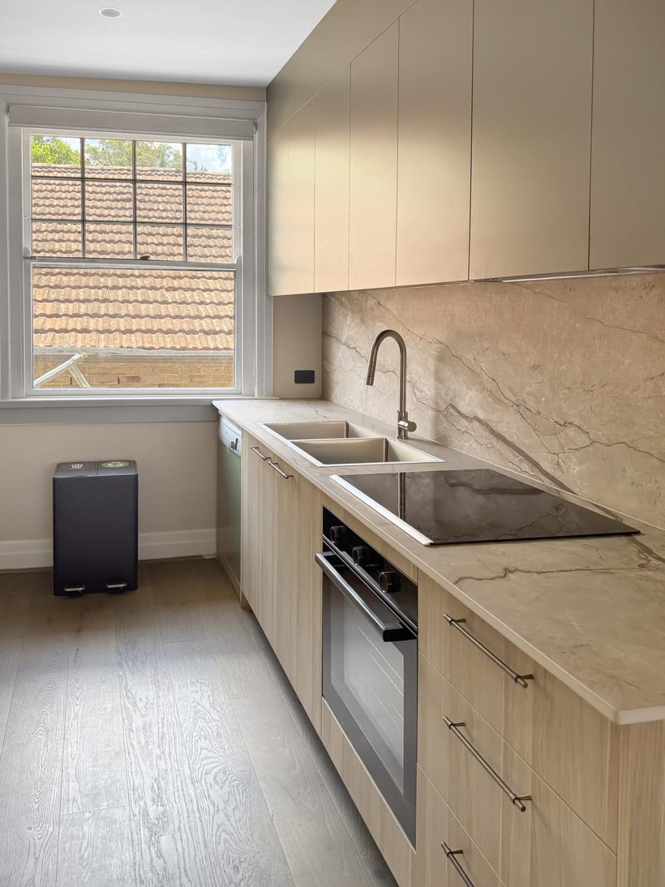 Kitchen or kitchenette, dishwasher, stove