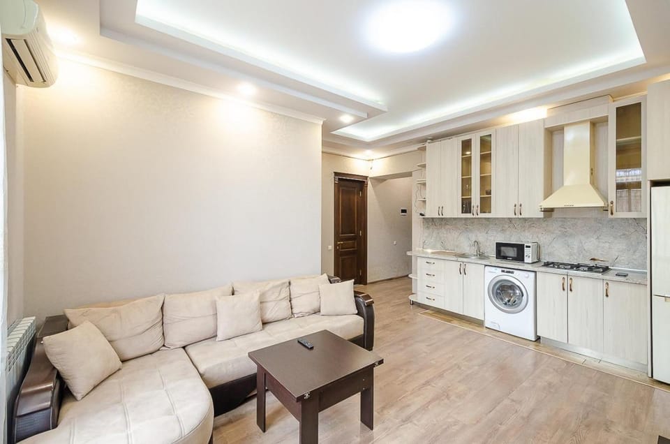 Kitchen or kitchenette, Living room, Seating area, Dining area, oven, stove, washing machine