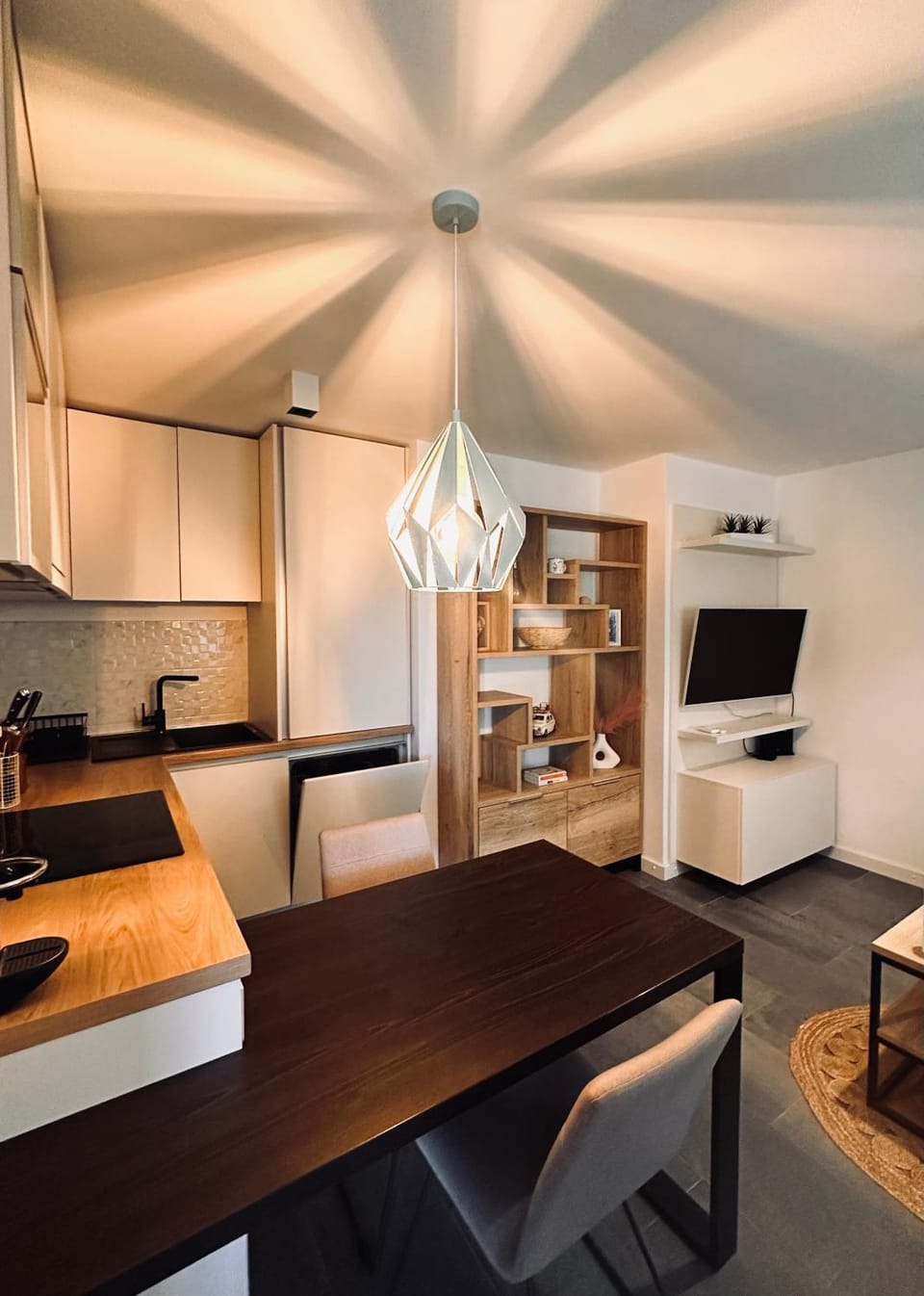 Living room, kitchen