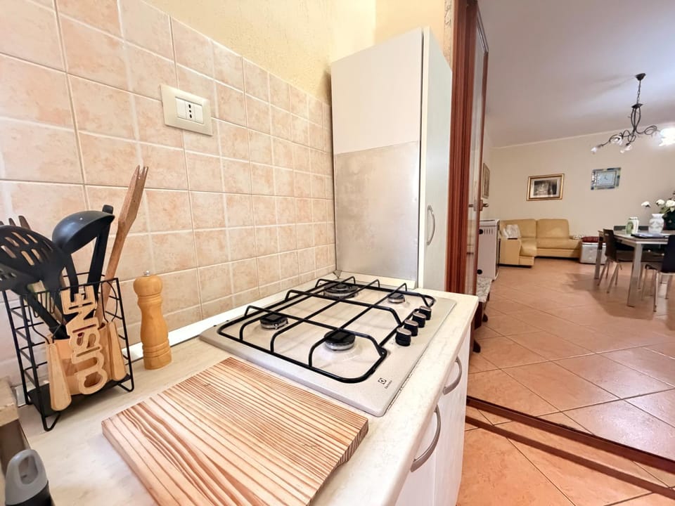 Kitchen or kitchenette, stove