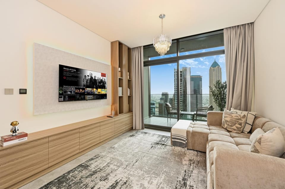 Curated High Floor 1BR-Sofa Bed Water View Peninsula 1 Apartment in Dubai