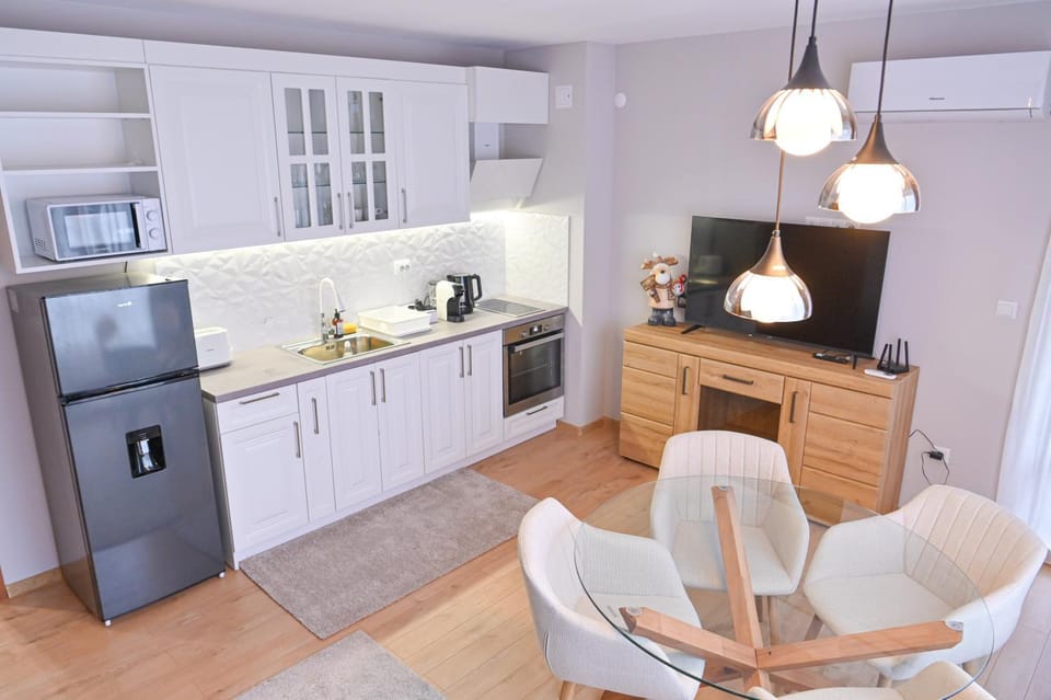 Kitchen or kitchenette, Dining area, oven, stove, toaster