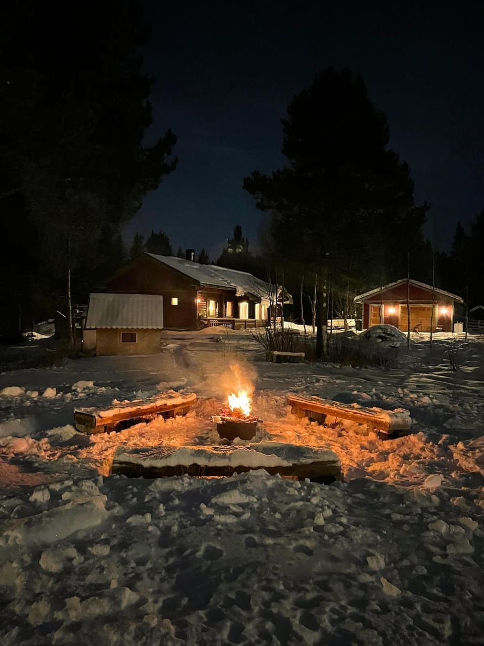 Property building, Night, Winter