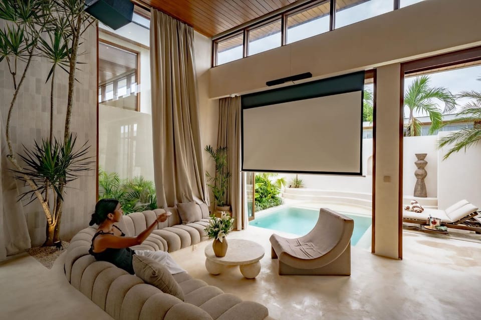 Living room, Seating area, Pool view, Swimming pool, sunbed