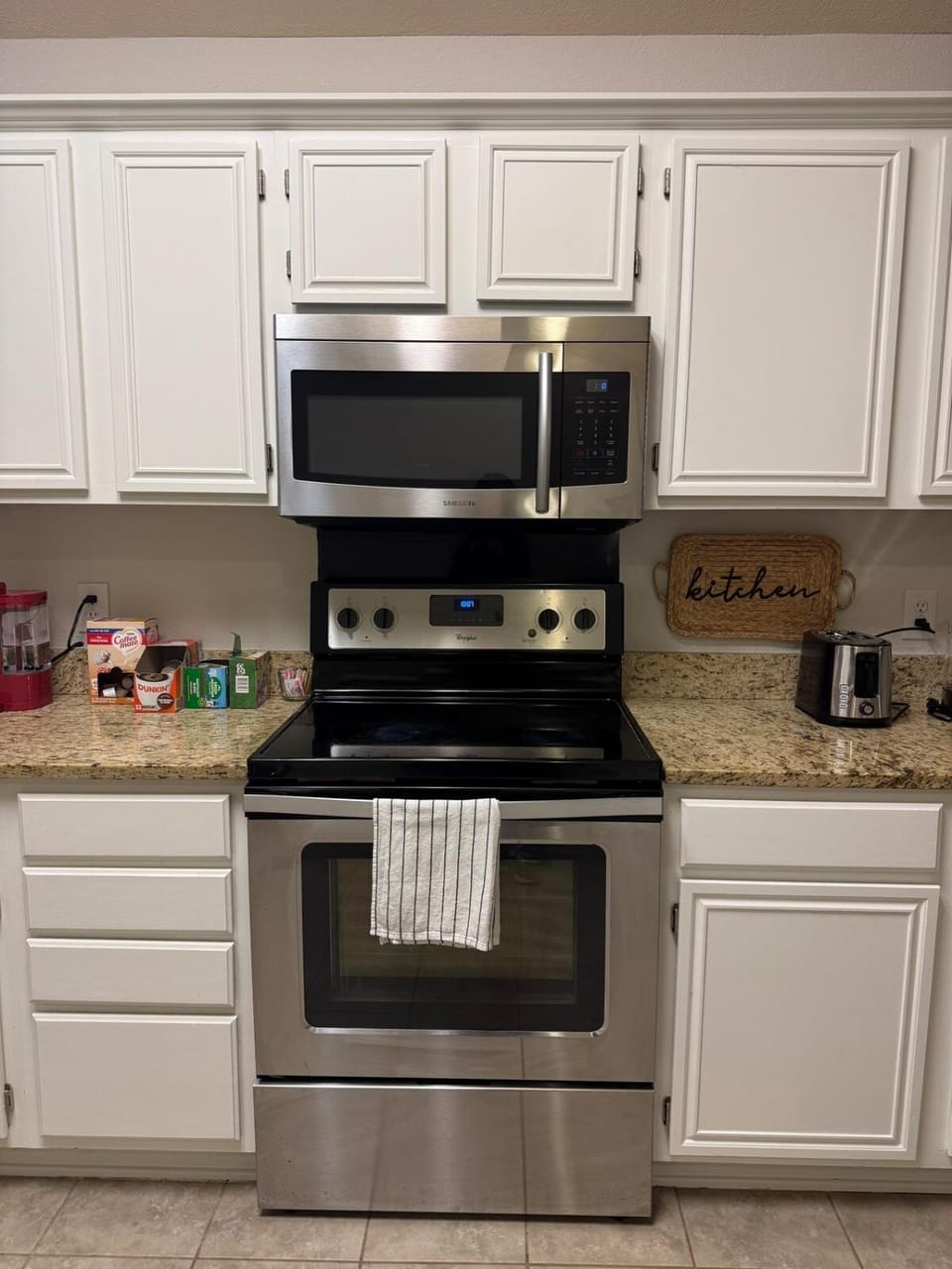 Kitchen or kitchenette, oven, stove, toaster