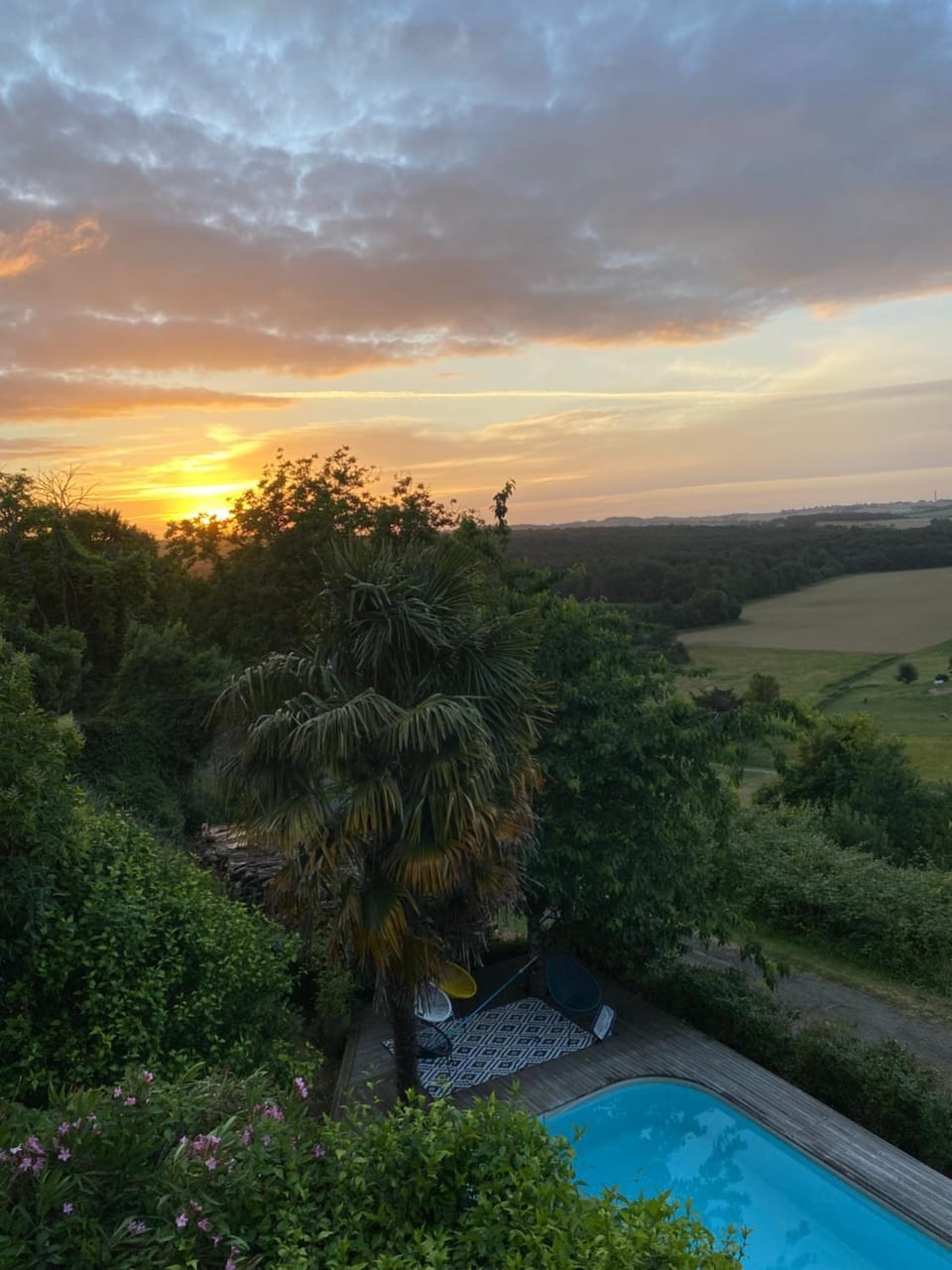 Summer, Pool view, Sunset