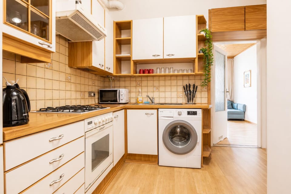 Coffee/tea facilities, Kitchen or kitchenette, dishwasher, stove, washing machine