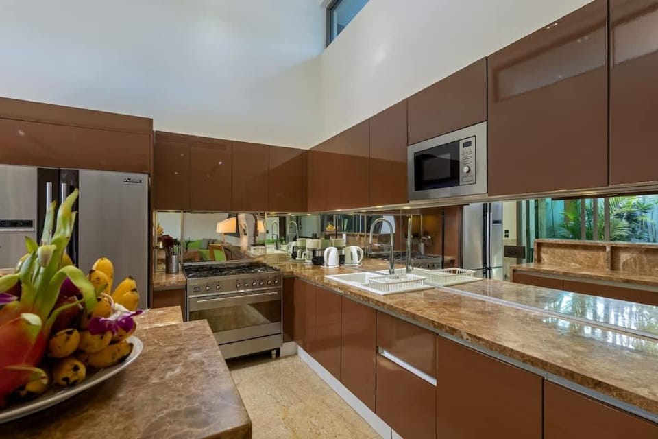 Kitchen or kitchenette, stove