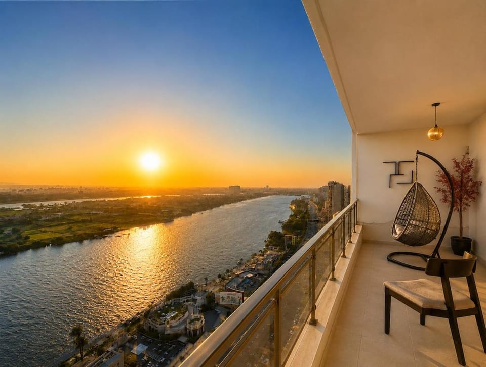 Exclusive 3BR Retreat Nile and Pyramids Views Maadi Prime location Apartment in Cairo Governorate