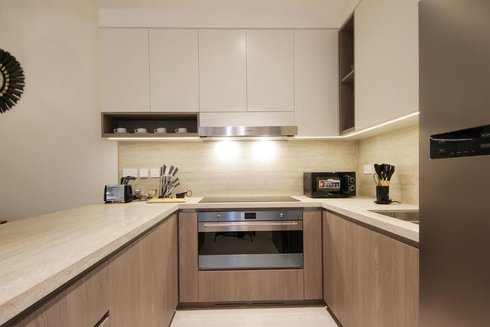 Kitchen or kitchenette, stove, toaster