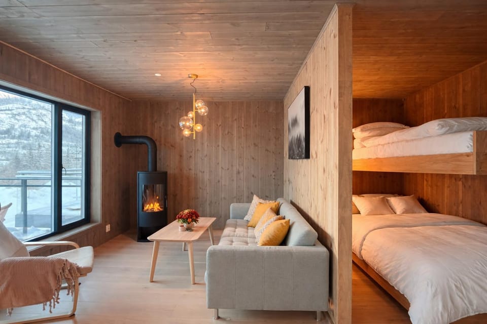Bed, Living room, Photo of the whole room, Seating area, Bedroom, fireplace