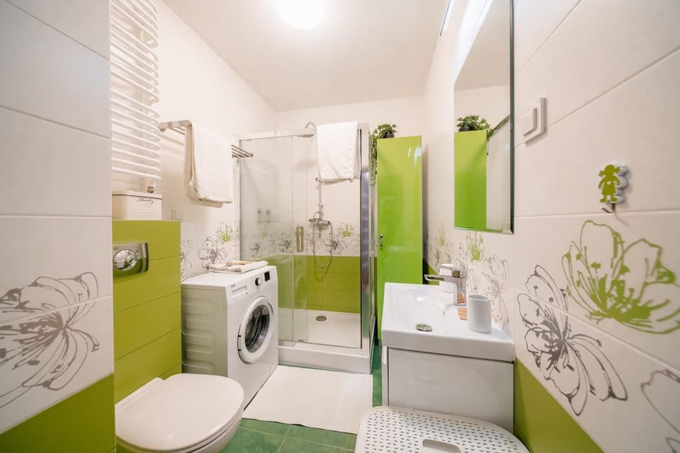 Shower, Toilet, Bathroom, towels, washing machine