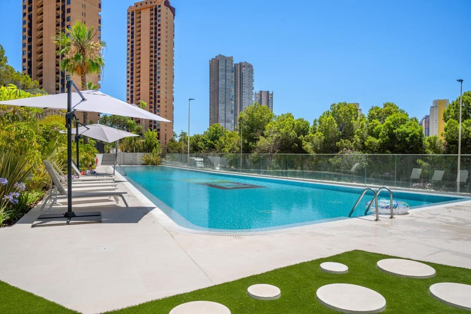 Property building, Day, Natural landscape, Garden view, Pool view, Swimming pool, sunbed