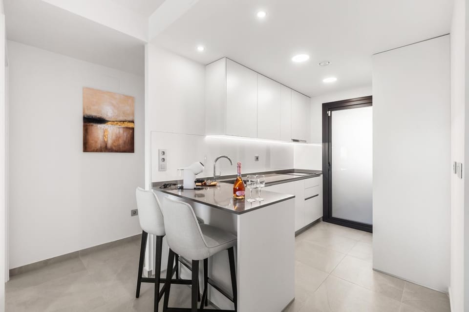 Kitchen or kitchenette, stove