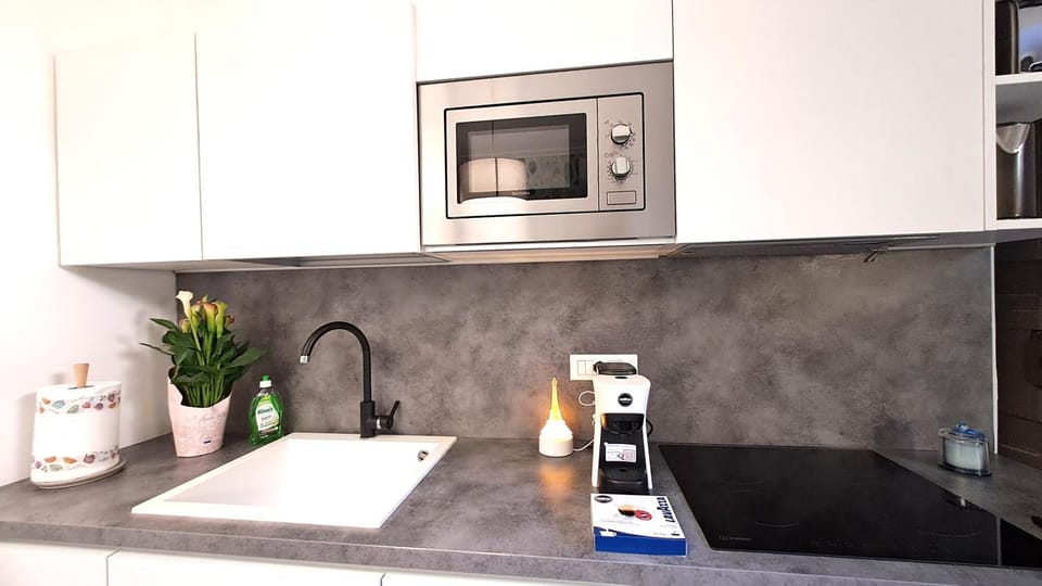 Coffee/tea facilities, Kitchen or kitchenette, microwave, minibar, stove, kitchen
