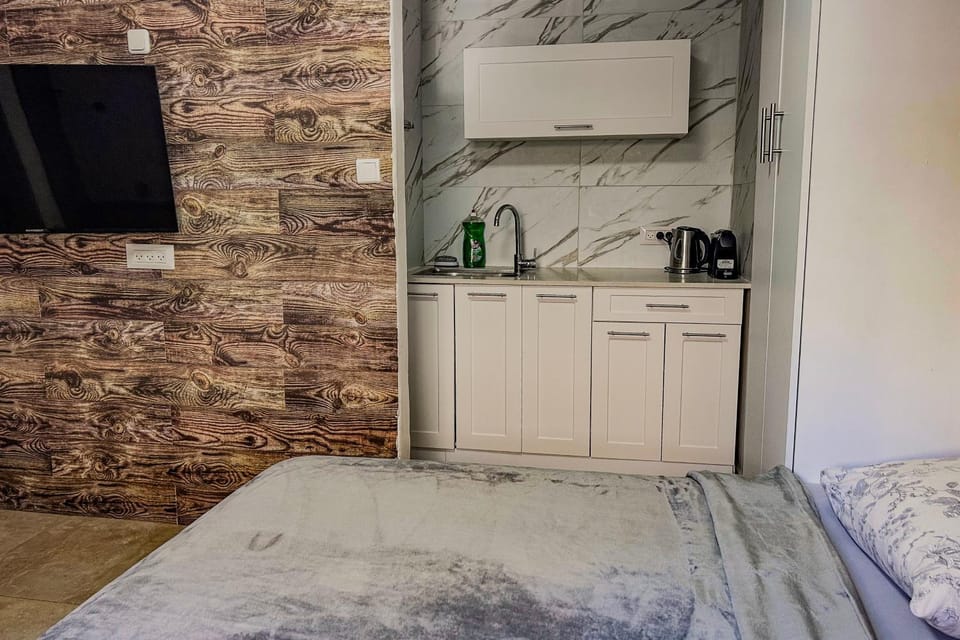 Property building, Bed, TV and multimedia, Kitchen or kitchenette, Bedroom, wardrobe