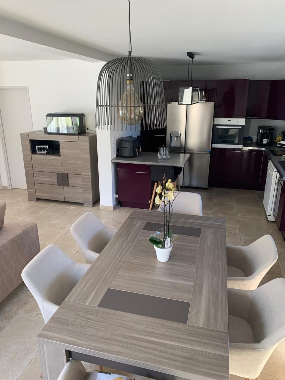 Dining area, stove, kitchen
