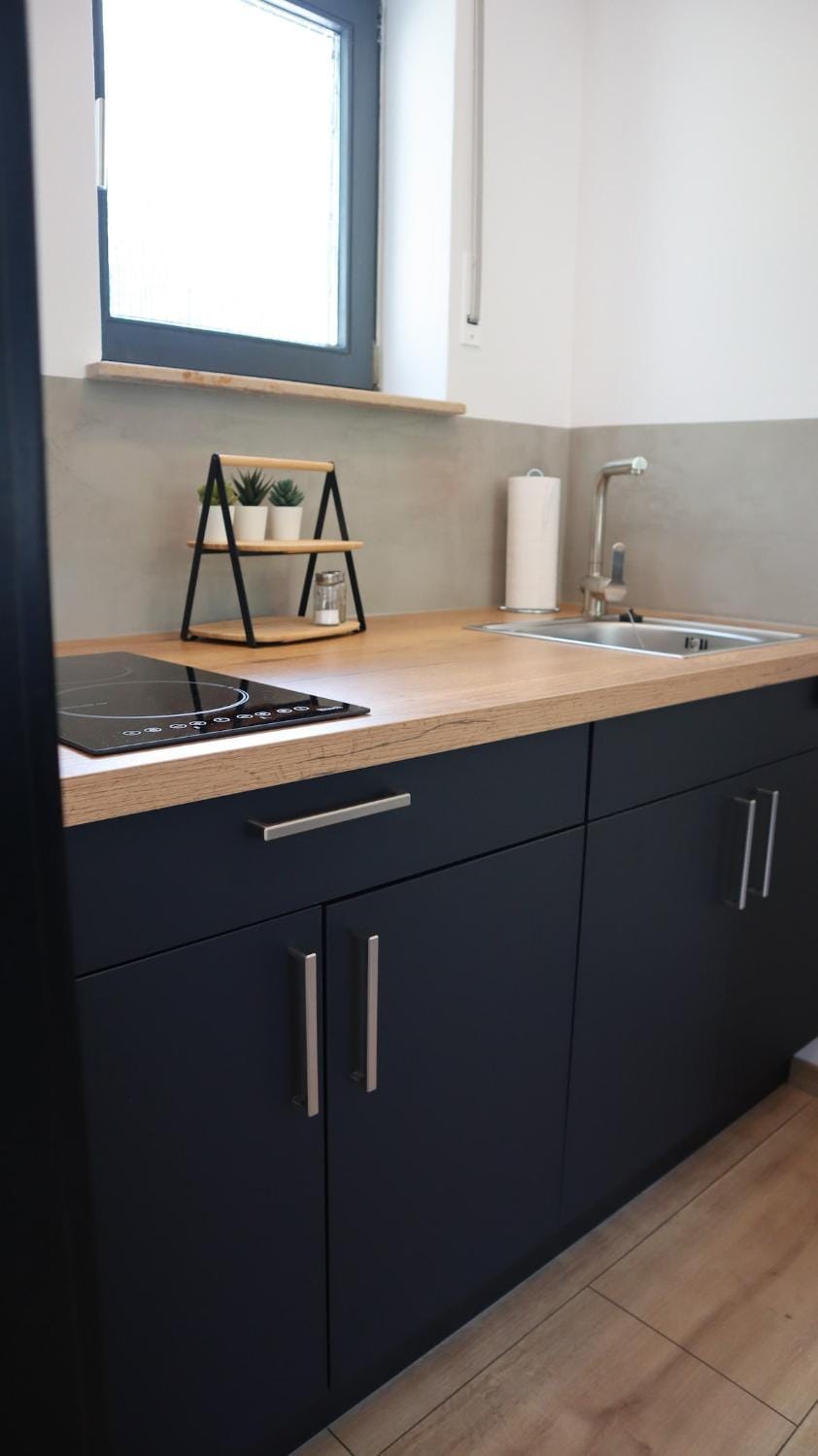 Kitchen or kitchenette, stove