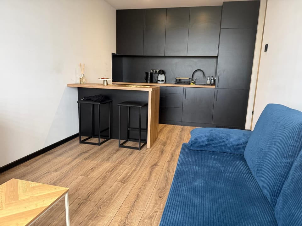Kitchen or kitchenette, Living room, Seating area