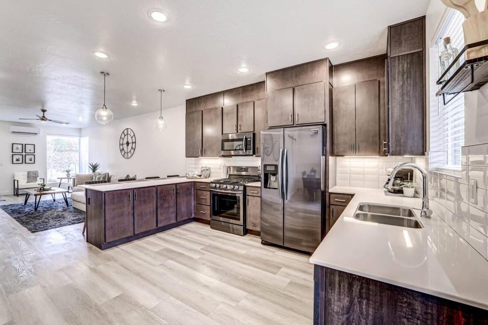 Kitchen or kitchenette, dishwasher, oven, stove, toaster