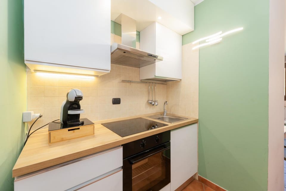 Kitchen or kitchenette, stove