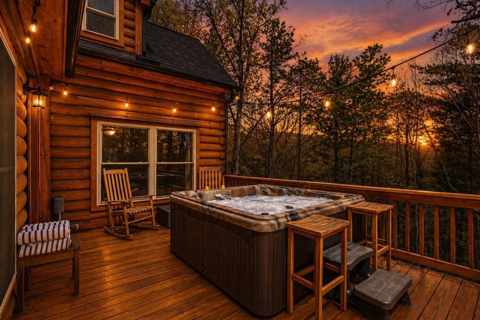 Patio, Hot Tub, Sunset