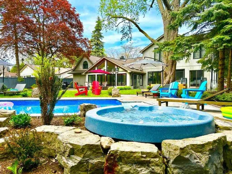 Natural landscape, Garden, Pool view, Swimming pool