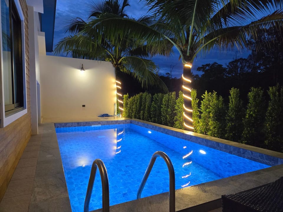 Night, Pool view, Swimming pool