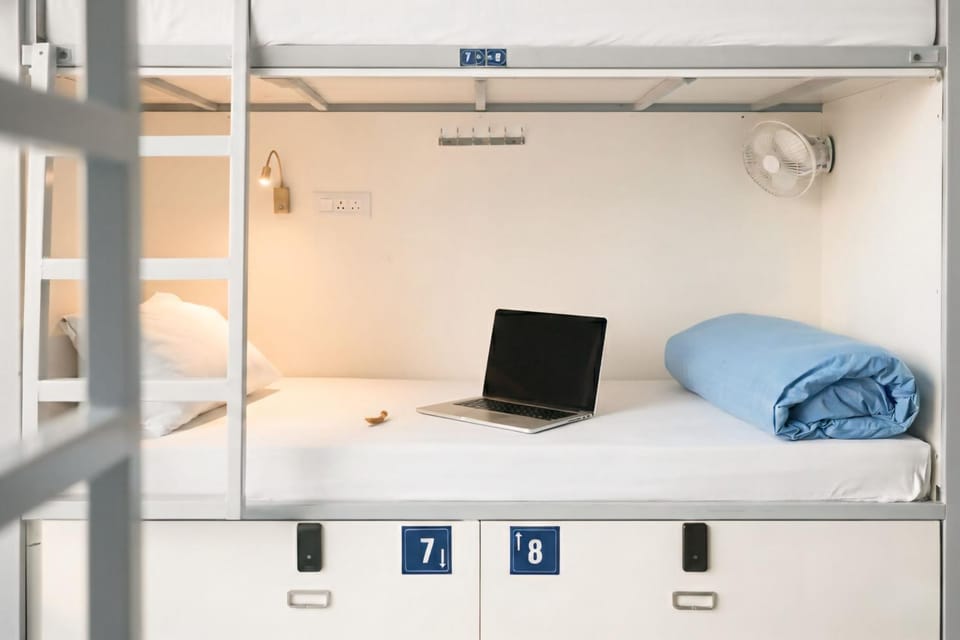 Bed, bunk bed, wardrobe