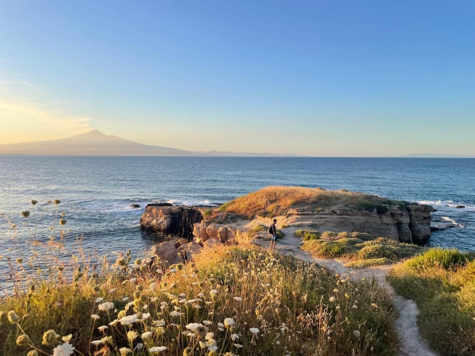 Nearby landmark, Natural landscape, Beach, Mountain view, Sunset